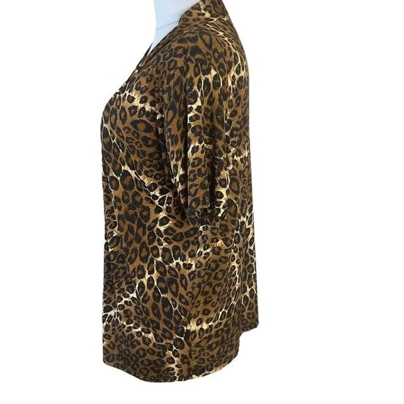 JOSTAR Open Front Lightweight Jacket Short Sleeve Animal Print Size L - Picture 12 of 14